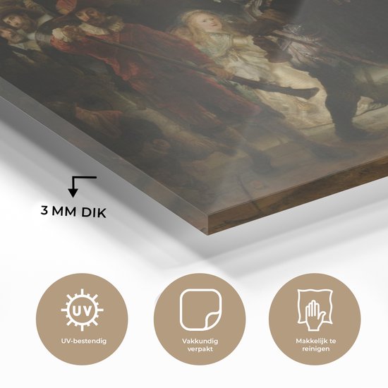 MuchoWow® Peinture sur Verre - La Nachtwacht - Art - Maîtres Anciens - Rembrandt - 60x40 cm - Peintures sur Verre Acrylique - Photo sur Glas
