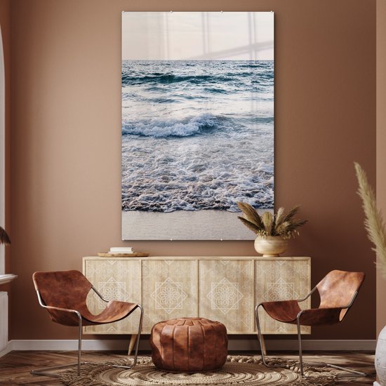 MuchoWow® Peinture sur verre 120x180 cm - Peinture acrylique sur verre - Mer - Plage - Été - Photo sur verre - Peintures