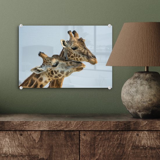 Peinture sur Verre - Girafes - Animaux - Ciel - 30x20 cm - Peintures Plexiglas
