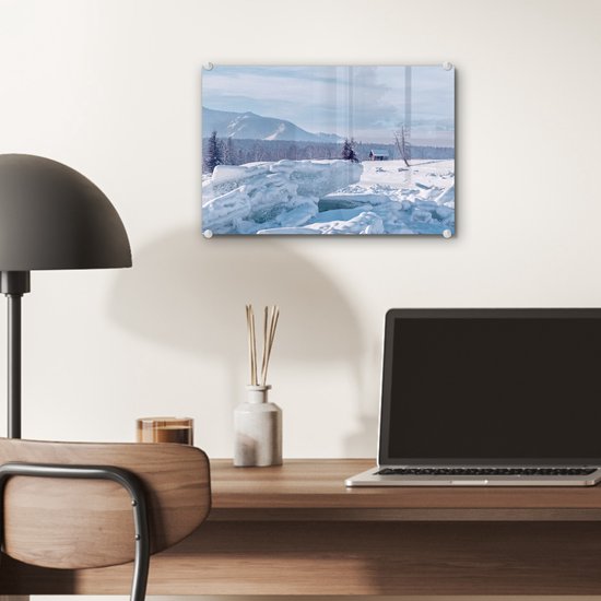 Les calottes glaciaires dans une rivière gelée dans le Parc National Arctique Russie Plexiglas 30x20 cm - petit - Tirage photo sur Glas (décoration murale en plexiglas)