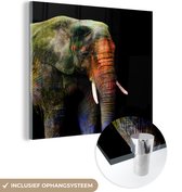 Peintures Plexiglas - Éléphant - Couleurs - Animal - 20x20 cm - Peinture sur verre