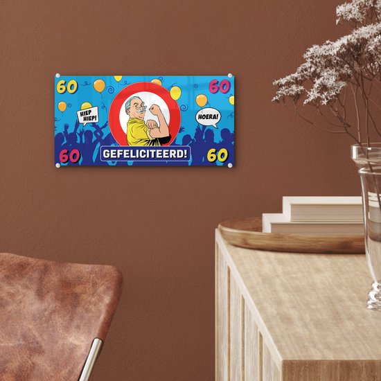 Peinture sur Verre - Anniversaire - Anniversaire - 60 Ans - Homme - 40x20 cm - Peintures sur Verre Peintures - Photo sur Glas