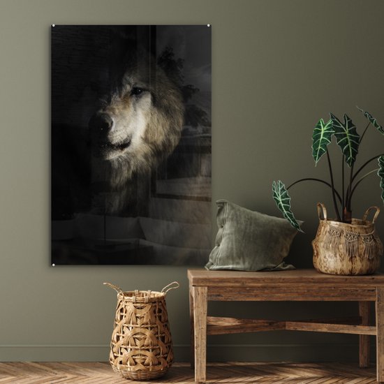 Peinture sur Verre - Loup - Clair - Sombre - 80x120 cm - Peintures sur Verre Peintures - Photo sur Glas