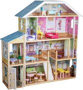 Grande maison de poupée en bois - Ensemble d'accessoires de 28 pièces - 120 cm de haut