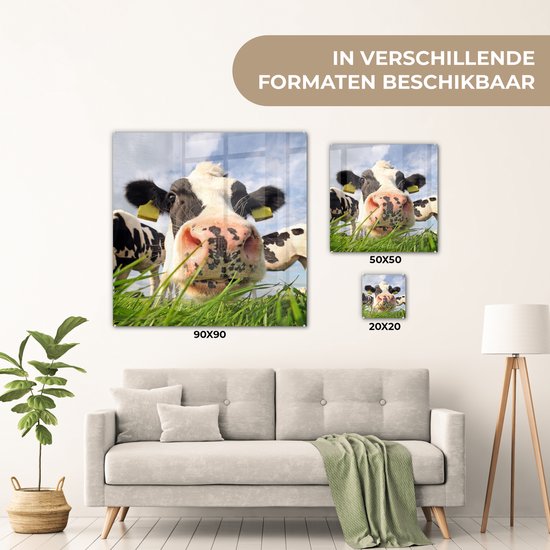 Peinture sur Verre - Vaches - Herbe - Nuages - 20x20 cm - Peintures sur Verre Peintures - Photo sur Glas