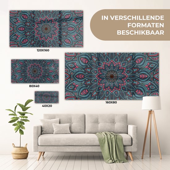 MuchoWow® Peinture sur Verre - Mandala avec Formes de la Nature - 40x20 cm - Peintures sur Verre Acrylique - Photo sur Glas