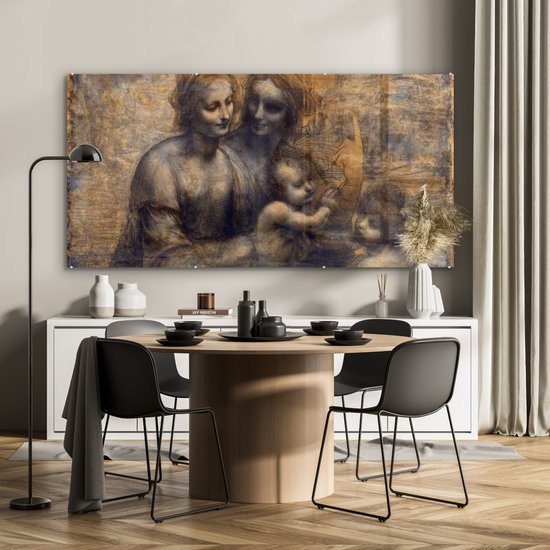 Peinture sur Verre - Marie à l'Enfant et Sainte Anne - Leonardo de Vinci - 160x80 cm - Peintures sur Verre Peintures - Photo sur Glas