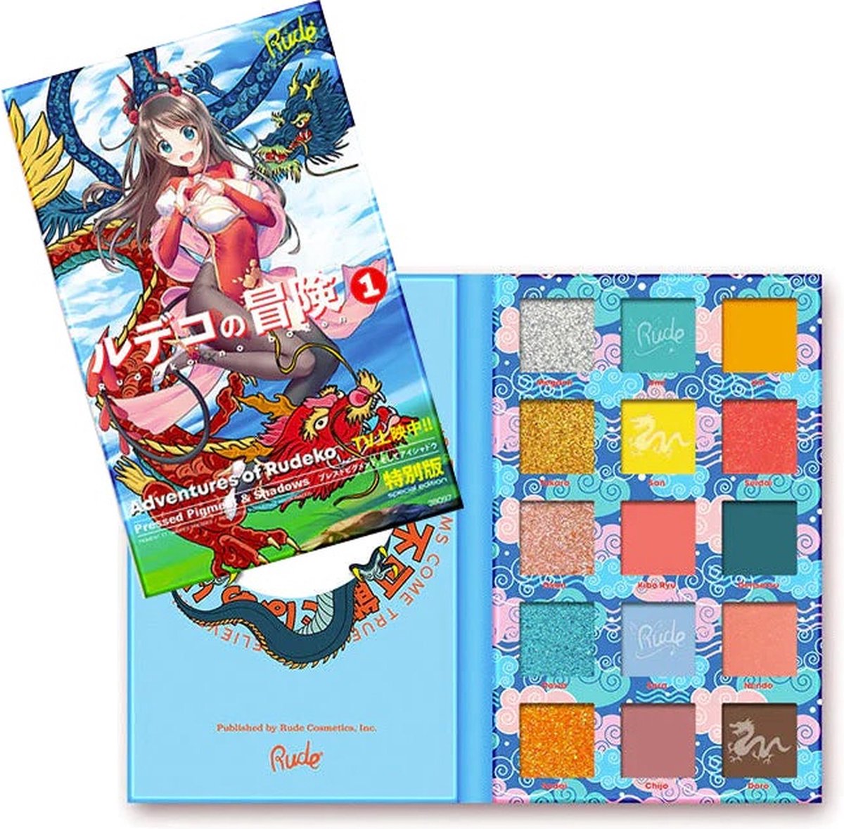 Rude Cosmetics - Adventures of Rudeko - MANGA.1 - Eyeshadow Palette - 38097 - 15 kleuren - Matte & Shimmer - Oogschaduw Palette - 22 g