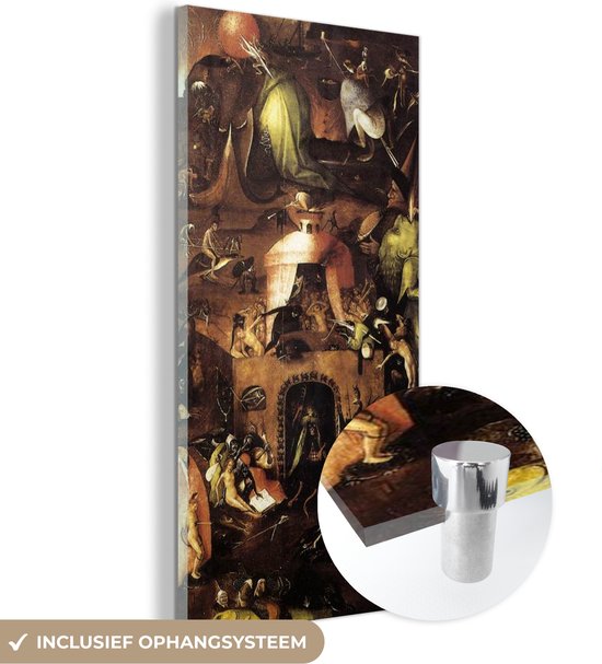 Glasschilderij - Hell, right inner wing of the last judgement triptych - schlderij van Jheronimus Bosch - Plexiglas Schilderijen