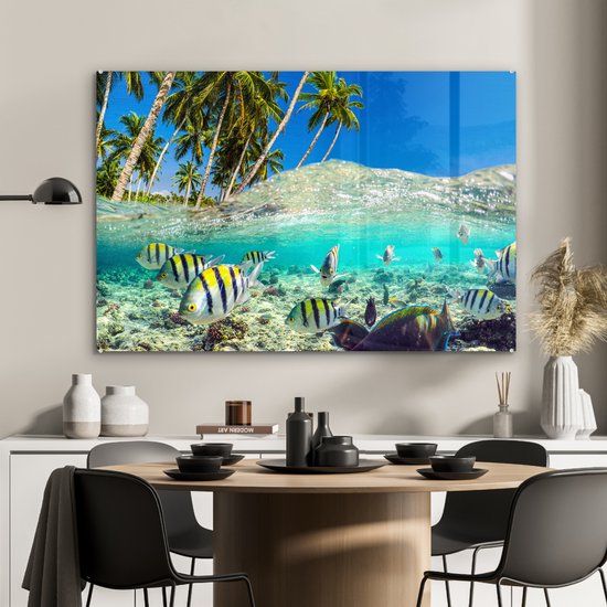 MuchoWow® Peinture sur verre - Mer - Pêche - Corail - 120x80 cm - Peintures sur verre acrylique - Photo sur Glas