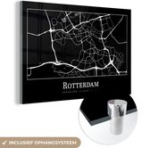 MuchoWow® Glasschilderij 90x60 cm - Schilderij acrylglas - Rotterdam - Kaart - Stadskaart - Plattegrond - Foto op glas - Schilderijen