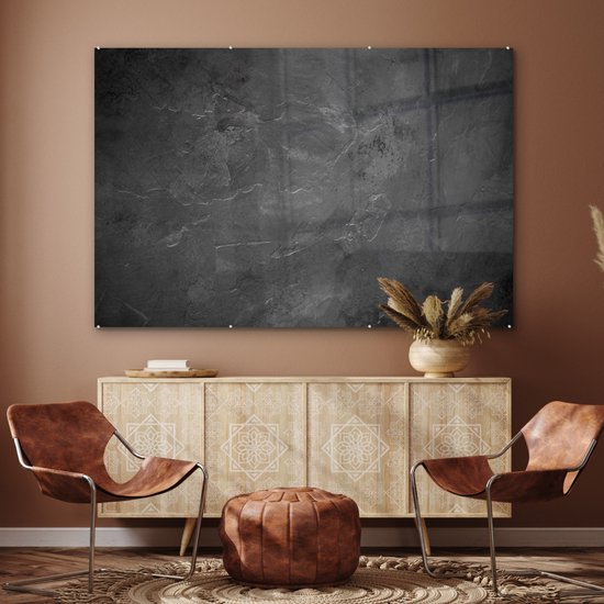 MuchoWow® Peinture sur verre 150x100 cm - Peinture verre acrylique - Structure - Ciment - Béton - Grijs - Vintage - Photo sur verre - Peintures