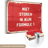 MuchoWow® Glasschilderij 60x40 cm - Schilderij acrylglas - Niet storen ik kijk Formule 1 - Quotes - Spreuken - Racen - Foto op glas - Schilderijen