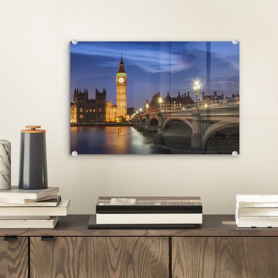 Formation de nuages colorés sur Big Ben à Londres Plexiglas 30x20 cm - petit - Tirage photo sur Glas (décoration murale en plexiglas)