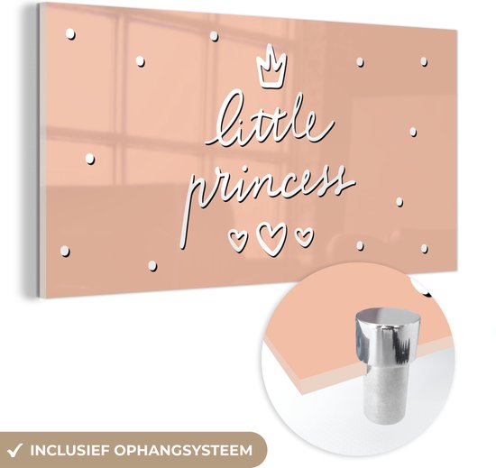 MuchoWow® Glasschilderij 40x20 cm - Schilderij acrylglas - Quotes - Spreuken - Little princess - Kinderen - Kids - Baby - Meisje - Foto op glas - Schilderijen