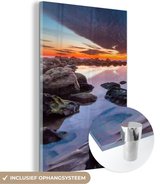 MuchoWow® Glasschilderij 60x90 cm - Schilderij acrylglas - Rotsen - Water - Natuur - Foto op glas - Schilderijen