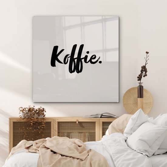 MuchoWow® Peinture sur verre 90x90 cm - Peinture sur verre acrylique - Café - Taupe - Citation - Photo sur verre - Peintures