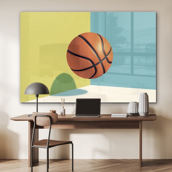Peinture sur verre - Un ballon de basket dans un environnement coloré - 180x120 cm - Peintures sur Verre Peintures - Photo sur Glas