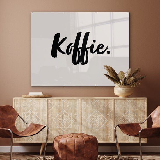 MuchoWow® Peinture sur verre - Café - Taupe - Citation - 120x90 cm - Peintures sur verre acrylique - Photo sur Glas