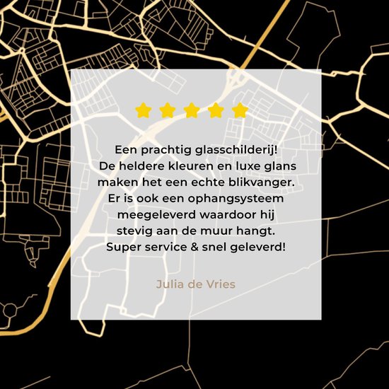 Peinture sur Verre - Carte - Dordrecht - Or - Zwart - 20x20 cm - Peintures sur Verre Peintures - Photo sur Glas