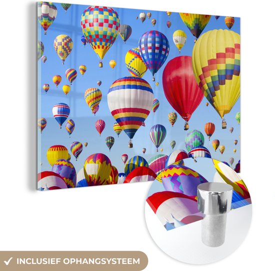 Glasschilderij - Luchtballon - Lucht - Kleuren - Patronen - Acrylglas Schilderijen - Foto op Glas