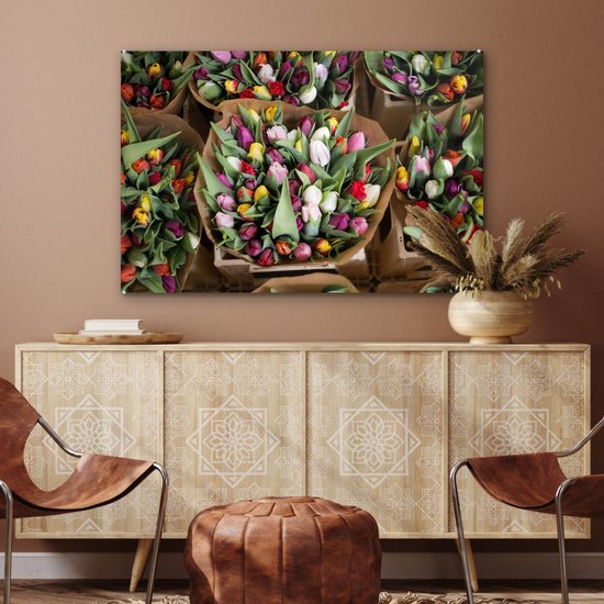Peinture sur verre - Fleurs - Tulipes - Bouquet - 120x80 cm - Peintures Plexiglas