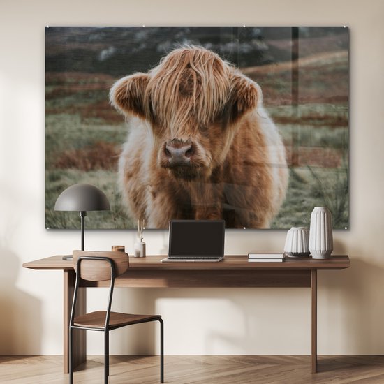 MuchoWow® Peinture sur verre - Vache - Cheveux - Animaux - 180x120 cm - Peintures sur verre acrylique - Photo sur Glas