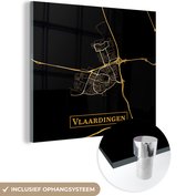 MuchoWow® Peinture sur verre 50x50 cm - Peinture sur verre acrylique - Carte - Vlaardingen - Simple - Or - Zwart - Photo sur verre - Peintures