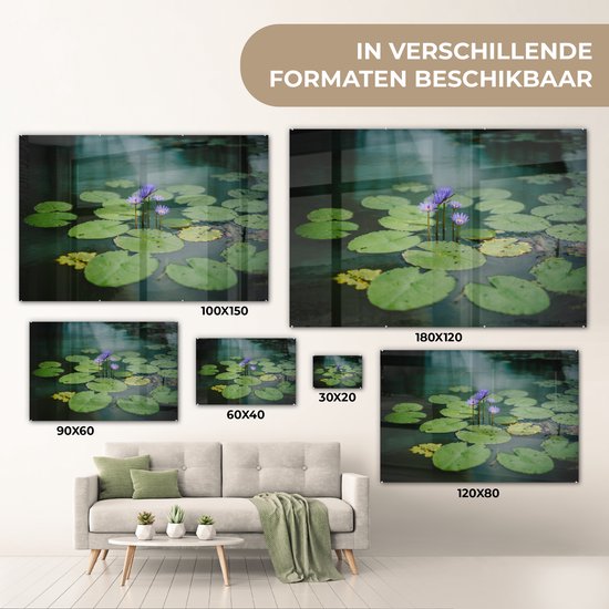 Peinture sur verre - Fleurs - Feuilles - Plus - 90x60 cm - Peintures Plexiglas