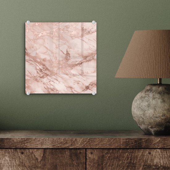 Peinture sur Verre - Marbre - Motif - Rose - 20x20 cm - Peintures sur Verre Peintures - Photo sur Glas