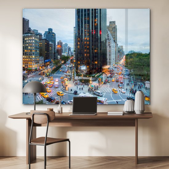 Broadway et Central Park West Glas 180x120 cm - Tirage photo sur Glas (décoration murale en plexiglas) XXL / Groot format!