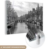 Peinture sur verre - Photo de tous les jours du Prinsengracht à Amsterdam - noir et blanc - 180x120 cm - Peintures sur Verre Peintures - Photo sur Glas
