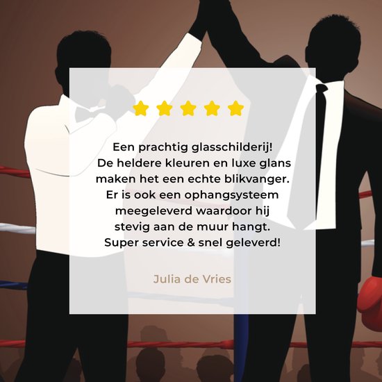 MuchoWow® Peinture sur verre 120x90 cm - Peinture sur verre acrylique - Une illustration de deux hommes d'affaires boxant - Photo sur verre - Peintures