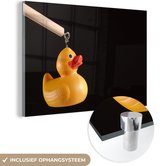 MuchoWow® Peinture sur verre - Canard de bain forain sur fond noir - 180x120 cm - Peintures sur verre acrylique - Photo sur Glas
