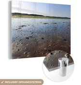 MuchoWow® Glasschilderij 120x90 cm - Schilderij acrylglas - Water - Zand - Lucht - Foto op glas - Schilderijen