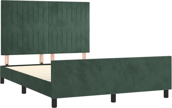 vidaXL-Bedframe-met-hoofdeinde-fluweel-donkergroen-140x190-cm