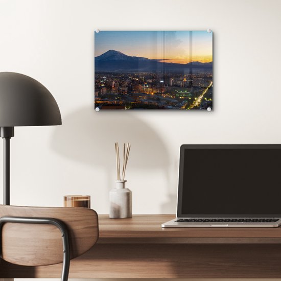 Peinture sur verre - La ligne d'horizon d'Erevan en Arménie avec l'Ararat - 30x20 cm - Peintures sur Verre Peintures - Photo sur Glas