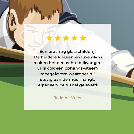 Peinture sur verre - un homme qui frappe en jouant au billard - 80x60 cm - Peintures sur Verre Peintures - Photo sur Glas