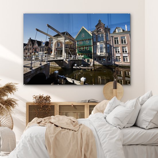 Peinture sur Verre - Alkmaar - Pont - Maisons - 180x120 cm - Peintures sur Verre Peintures - Photo sur Glas