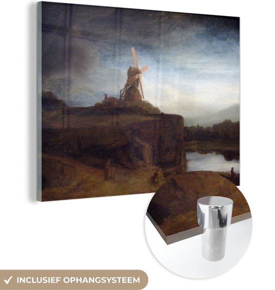 MuchoWow® Glasschilderij - De molen - Rembrandt van Rijn - Acrylglas Schilderijen - Foto op Glas