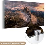 MuchoWow® Glasschilderij 120x60 cm - Schilderij acrylglas - Alpen - Zonsondergang - Sneeuw - Berg - Foto op glas - Schilderijen
