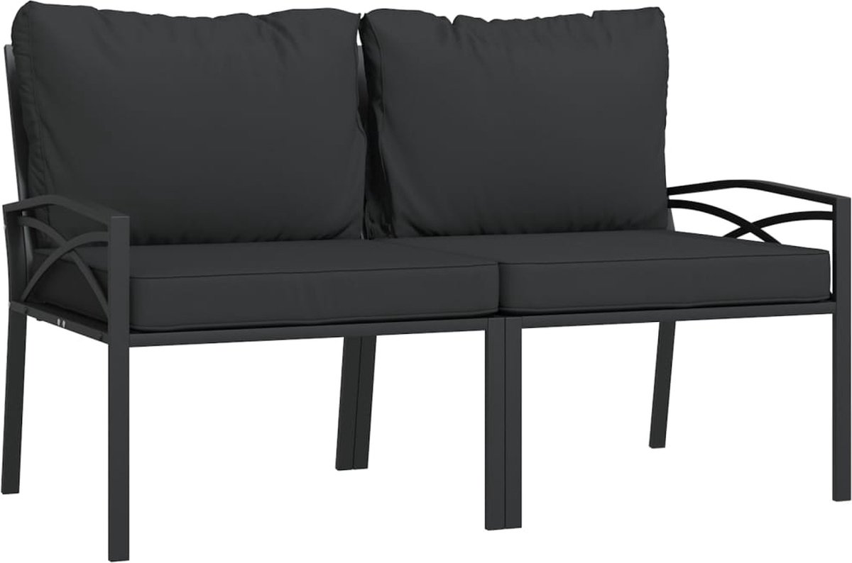 vidaXL - Tuinstoelen - met - grijze - kussens - 2 - st - 62x75x79 - cm - staal