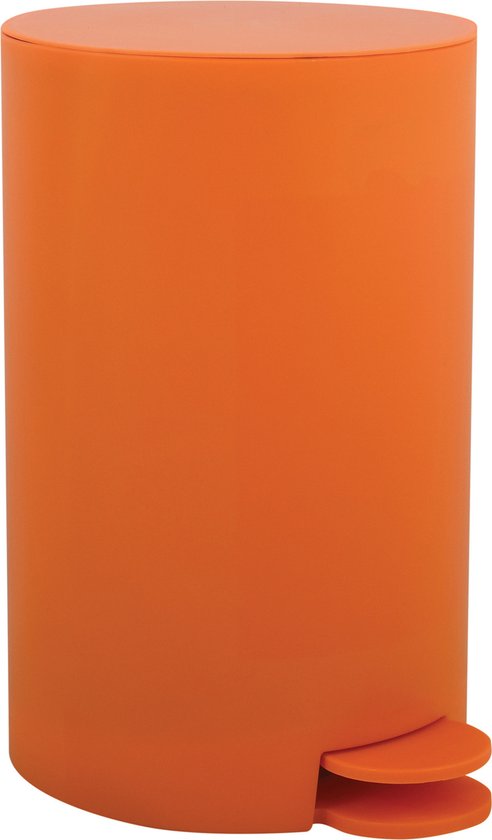 MSV Pedaalemmer - kunststof - oranje - 3L - klein model - 15 x 27 cm - Badkamer/toilet