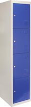 Lockerkast Metaal - Blauw - Vierdeurs - 38cm(b)x45cm(d)x180cm(h) - Kant en klaar - 2 GRATIS magneten - 2 Sleutels per slot - lockers kluisjes