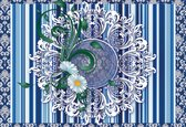 Fotobehang Vintage Pattern Blue | XXL - 312cm x 219cm | 130g/m2 Vlies