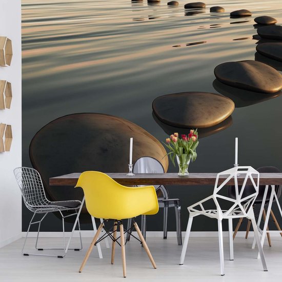 Papier peint Stones Ripples Zen | XXXL - 416 cm x 254 cm | Polaire 130g / m2
