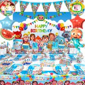 Cocomelon Feestpakket - Ballonnen & Slinger - Feestversiering / Verjaardag Versiering - Thema: Cocomelon - Happy Birthday Slinger - Versiering Kinderfeestje - Luxe Feestpakket - Themafeest Cocomelon- 130 delig
