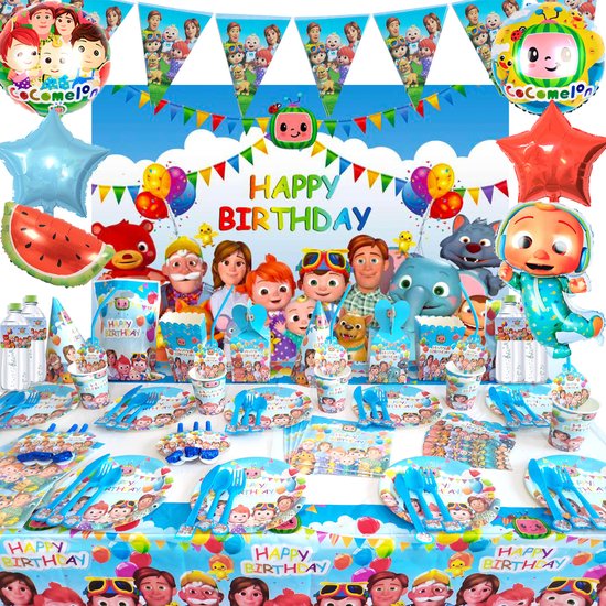 Cocomelon Feestpakket - Ballonnen & Slinger - Feestversiering / Verjaardag Versiering - Thema: Cocomelon - Happy Birthday Slinger - Versiering Kinderfeestje - Luxe Feestpakket - Themafeest Cocomelon- 130 delig