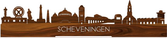 Standing Skyline Scheveningen Palissander hout - 60 cm - Woondecoratie design - Decoratie om neer te zetten en om op te hangen - Meer steden beschikbaar - Cadeau voor hem - Cadeau voor haar - Jubileum - Verjaardag - Housewarming - Interieur -