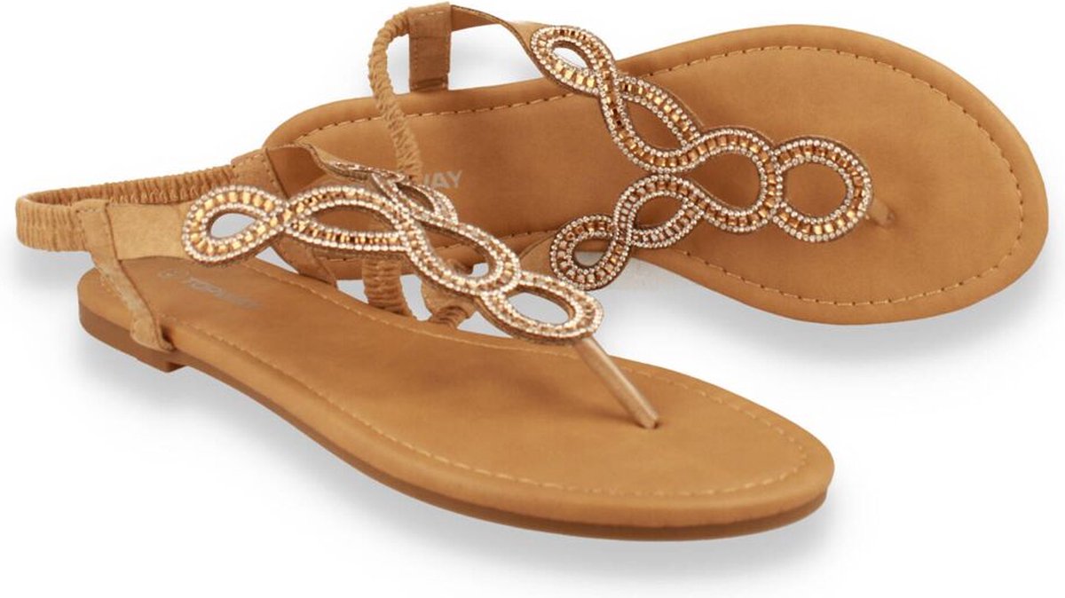 Mode-mania Dames Sandaal | Beige | Maat: 38